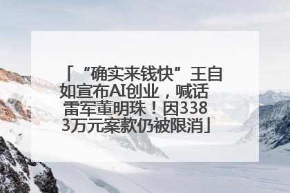 “确实来钱快”王自如宣布AI创业，喊话雷军董明珠！因3383万元案款仍被限消