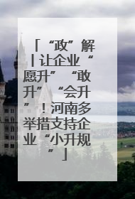 “政”解丨让企业“愿升”“敢升”“会升”！河南多举措支持企业“小升规”