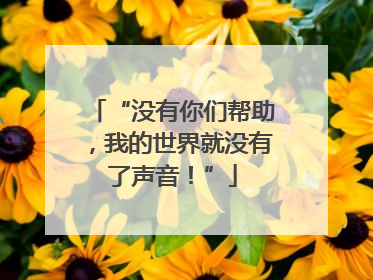 “没有你们帮助，我的世界就没有了声音！”