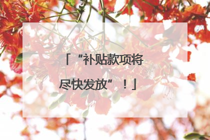 “补贴款项将尽快发放”！
