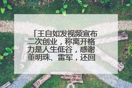 王自如发视频宣布二次创业，称离开格力是人生低谷，感谢董明珠、雷军，还回应了“工资条”：清楚自己要什么……