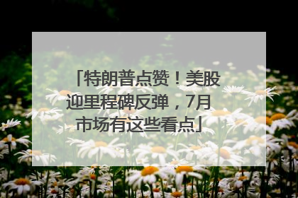 特朗普点赞！美股迎里程碑反弹，7月市场有这些看点