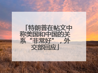 特朗普在帖文中称美国和中国的关系“非常好”，外交部回应