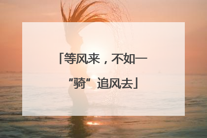 等风来，不如一“骑”追风去