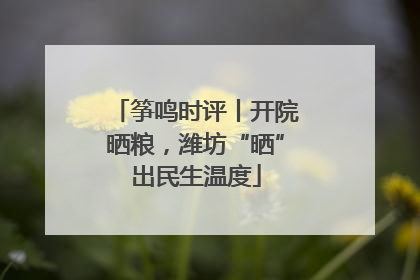 筝鸣时评丨开院晒粮，潍坊“晒”出民生温度