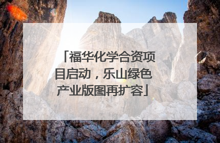 福华化学合资项目启动，乐山绿色产业版图再扩容