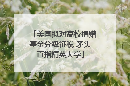 美国拟对高校捐赠基金分级征税 矛头直指精英大学