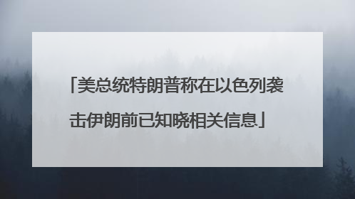 美总统特朗普称在以色列袭击伊朗前已知晓相关信息