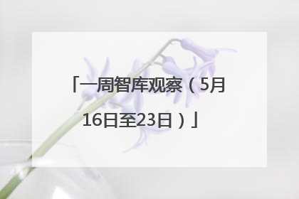 一周智库观察（5月16日至23日）