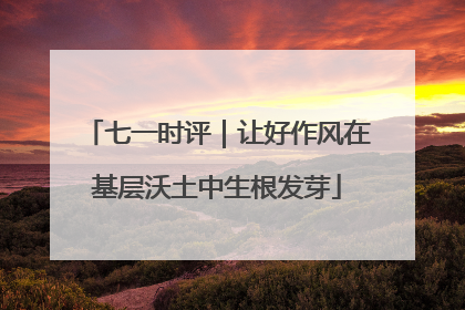 七一时评｜让好作风在基层沃土中生根发芽