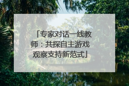 专家对话一线教师：共探自主游戏观察支持新范式
