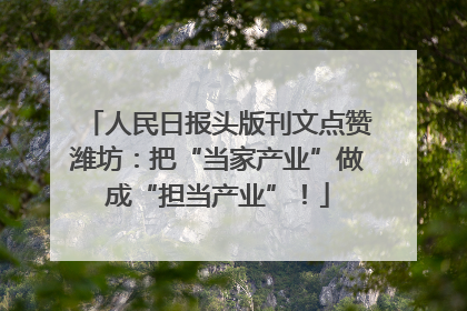 人民日报头版刊文点赞潍坊：把“当家产业”做成“担当产业”！