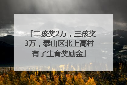 二孩奖2万，三孩奖3万，泰山区北上高村有了生育奖励金