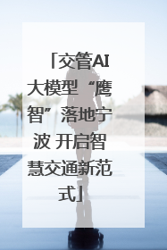 交管AI大模型“鹰智”落地宁波 开启智慧交通新范式