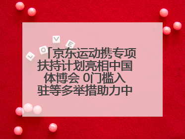 京东运动携专项扶持计划亮相中国体博会 0门槛入驻等多举措助力中小品牌成长