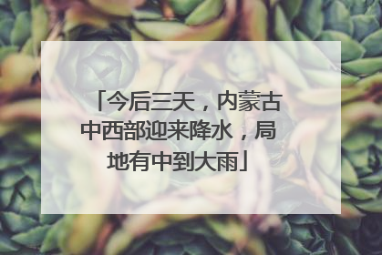 今后三天，内蒙古中西部迎来降水，局地有中到大雨