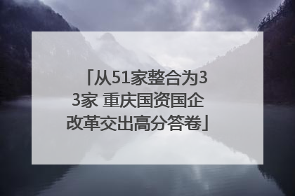 从51家整合为33家 重庆国资国企改革交出高分答卷