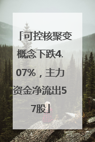 可控核聚变概念下跌4.07%，主力资金净流出57股