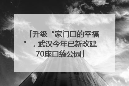 升级“家门口的幸福”，武汉今年已新改建70座口袋公园