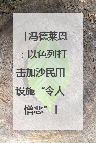 冯德莱恩：以色列打击加沙民用设施“令人憎恶”