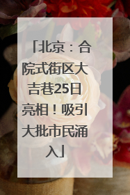 北京：合院式街区大吉巷25日亮相！吸引大批市民涌入