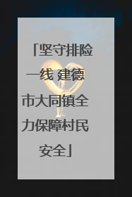 坚守排险一线 建德市大同镇全力保障村民安全
