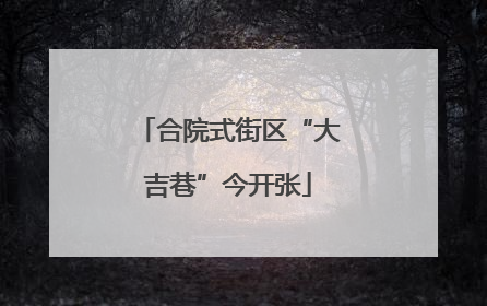 合院式街区“大吉巷”今开张