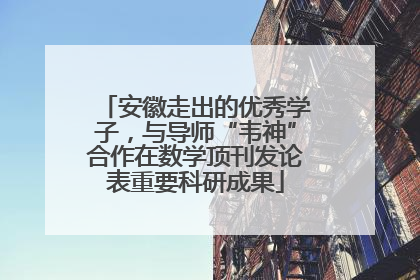 安徽走出的优秀学子，与导师“韦神”合作在数学顶刊发论表重要科研成果