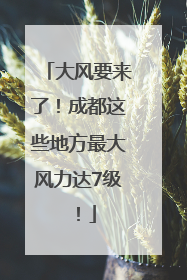 大风要来了！成都这些地方最大风力达7级！