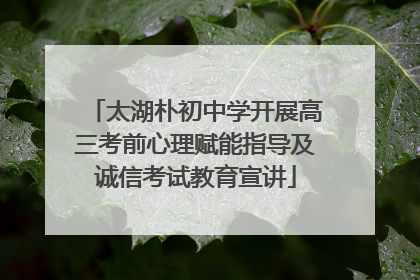 太湖朴初中学开展高三考前心理赋能指导及诚信考试教育宣讲
