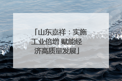 山东嘉祥：实施工业倍增 赋能经济高质量发展