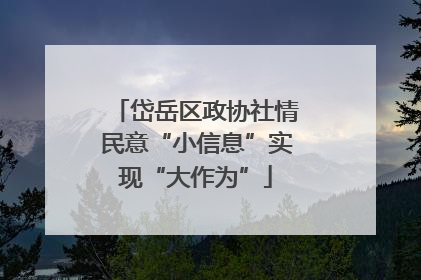 岱岳区政协社情民意“小信息”实现“大作为”