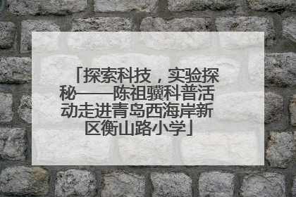 探索科技，实验探秘——陈祖骥科普活动走进青岛西海岸新区衡山路小学