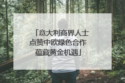 意大利商界人士点赞中欧绿色合作蕴藏黄金机遇