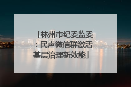 林州市纪委监委：民声微信群激活基层治理新效能