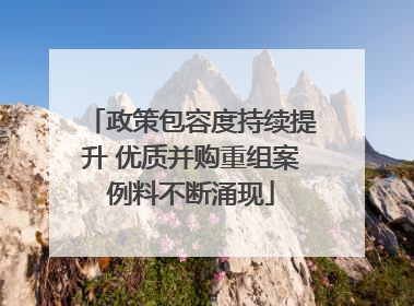政策包容度持续提升 优质并购重组案例料不断涌现