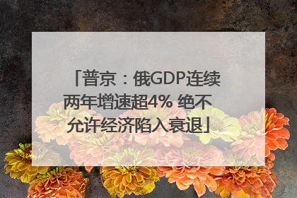 普京：俄GDP连续两年增速超4% 绝不允许经济陷入衰退