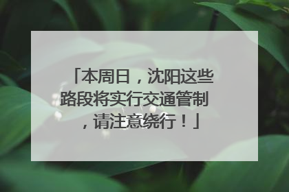 本周日，沈阳这些路段将实行交通管制，请注意绕行！