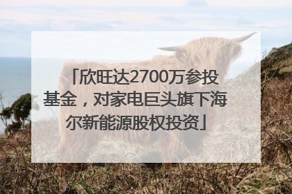 欣旺达2700万参投基金，对家电巨头旗下海尔新能源股权投资