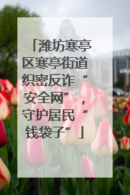 潍坊寒亭区寒亭街道织密反诈“安全网”，守护居民“钱袋子”