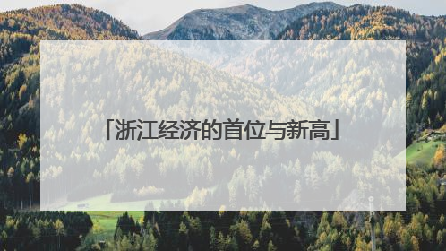 浙江经济的首位与新高