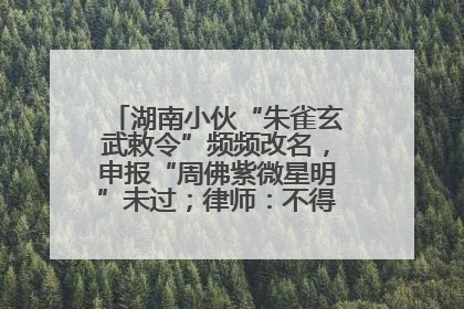 湖南小伙“朱雀玄武敕令”频频改名，申报“周佛紫微星明”未过；律师：不得违背公序良俗