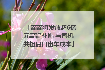 滴滴将发放超6亿元高温补贴 与司机共担夏日出车成本