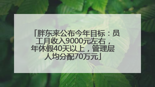 胖东来公布今年目标：员工月收入9000元左右，年休假40天以上，管理层人均分配70万元