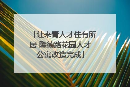 让来青人才住有所居 隆德路花园人才公寓改造完成