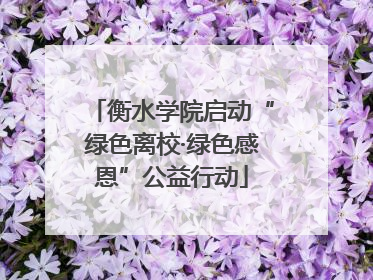 衡水学院启动“绿色离校·绿色感恩”公益行动