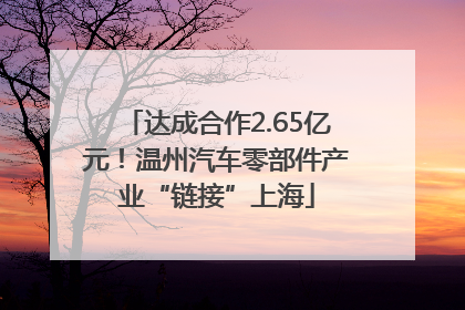 达成合作2.65亿元！温州汽车零部件产业“链接”上海