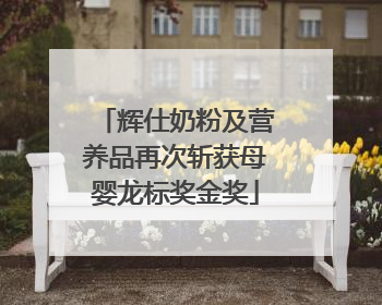 辉仕奶粉及营养品再次斩获母婴龙标奖金奖