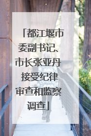 都江堰市委副书记、市长张亚丹 接受纪律审查和监察调查