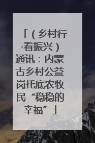 （乡村行·看振兴）通讯：内蒙古乡村公益岗托底农牧民“稳稳的幸福”